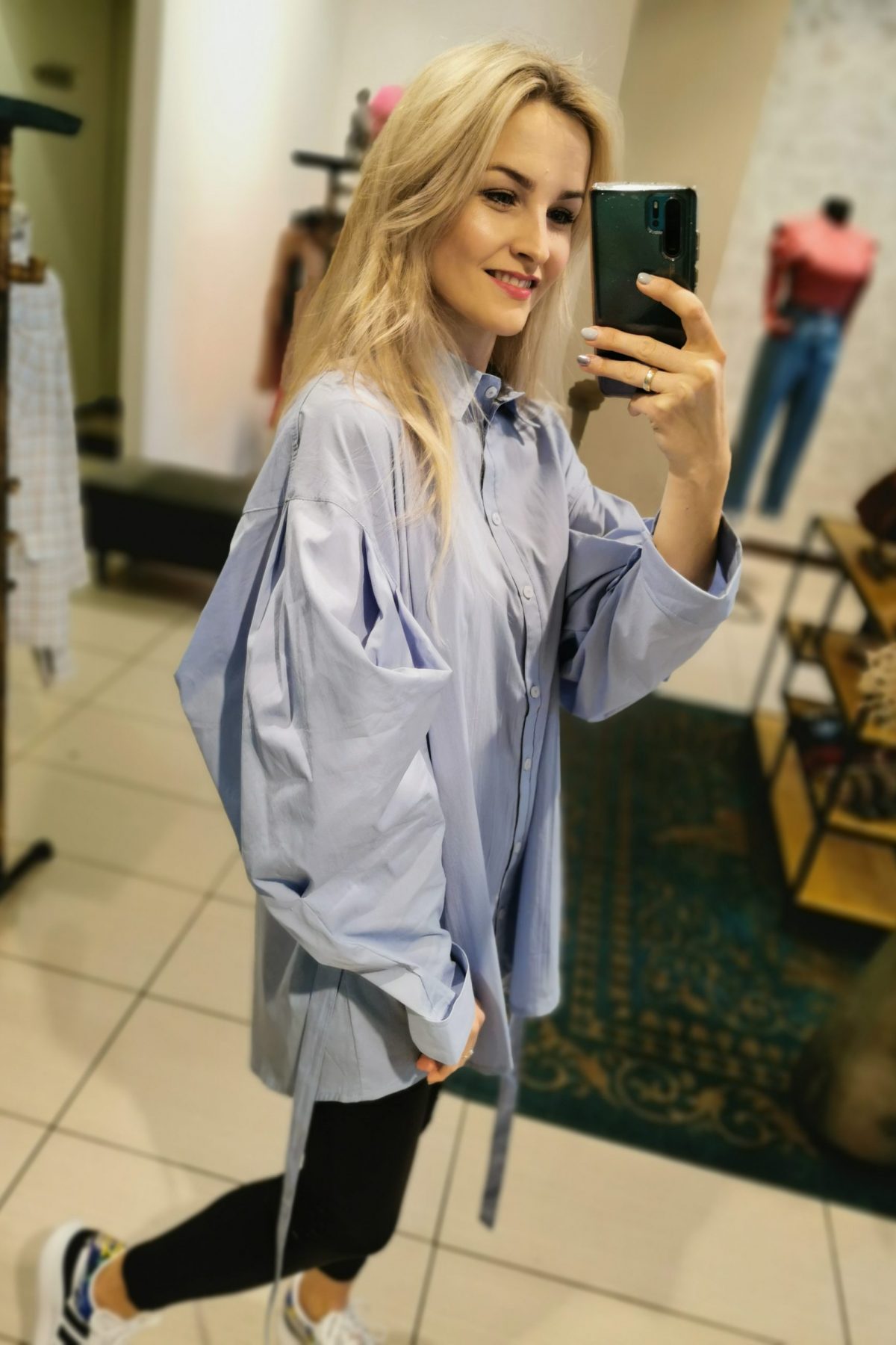 koszula błękitna, koszula niebieska, koszula baby blue, koszula z bufkami, wiązana koszula, elegancka koszula z bufkami,