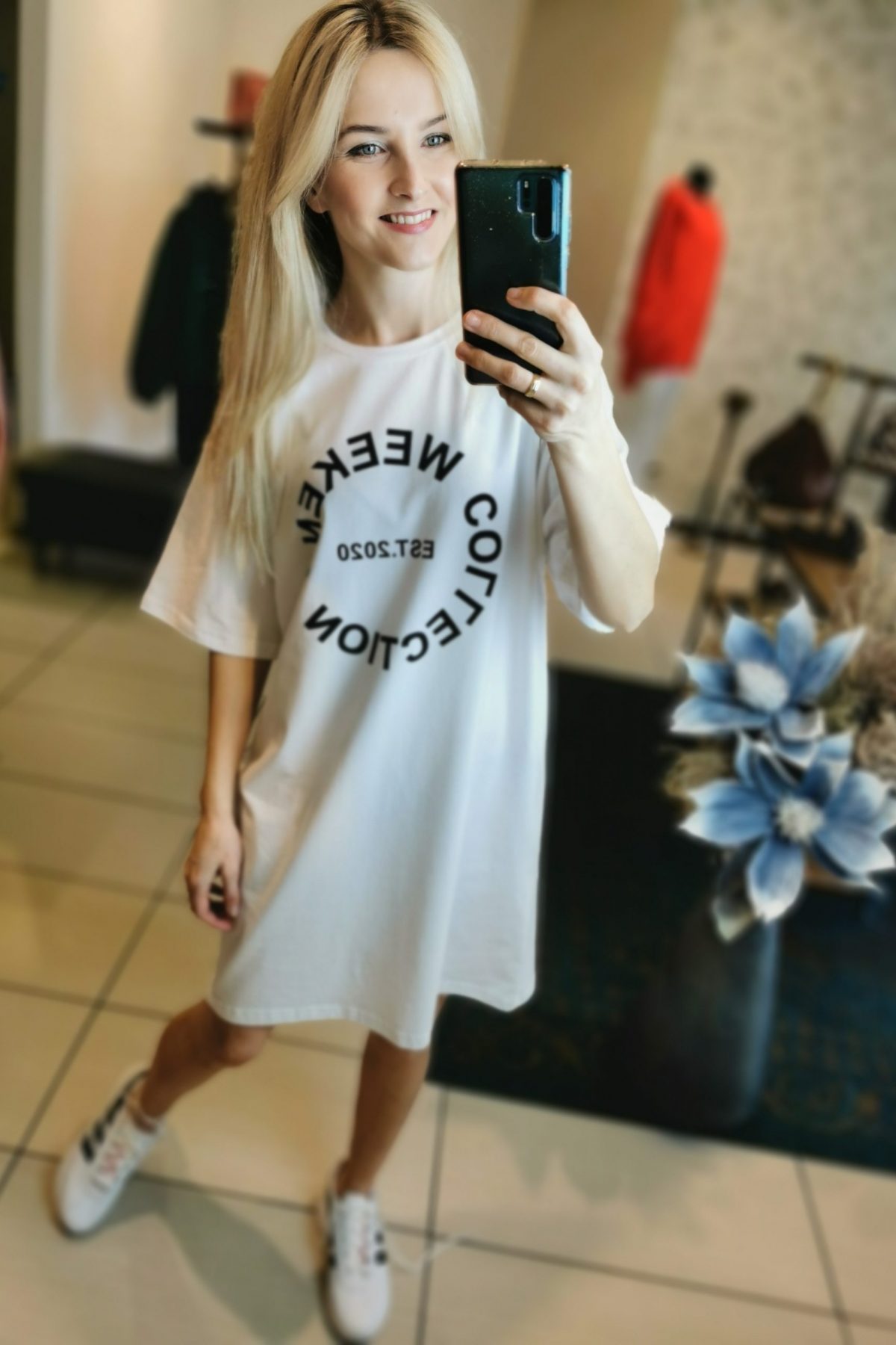 tunika biała, biały tshirt, sportowa sukienka, sportowy t-shirt