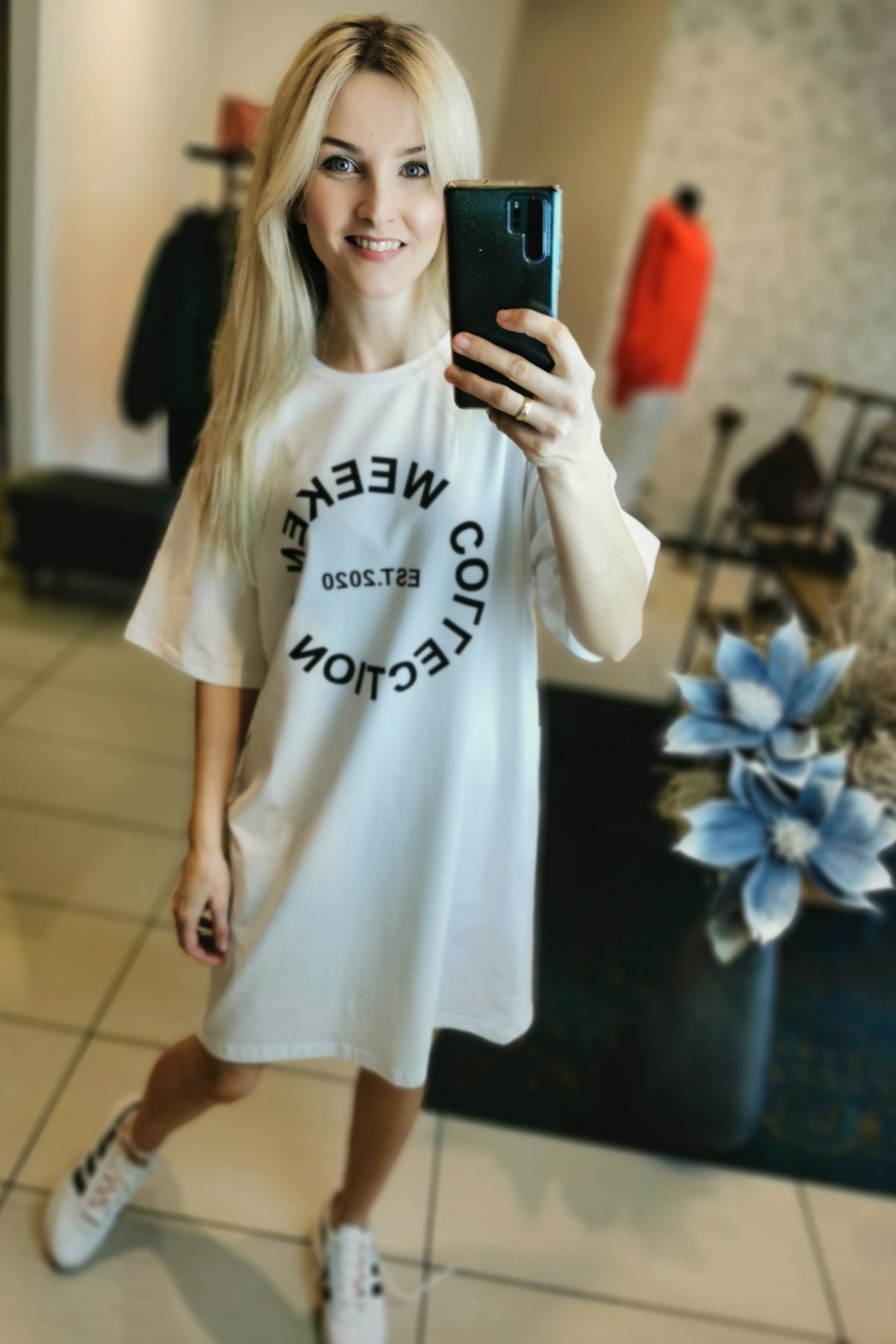 tunika biała, biały tshirt, sportowa sukienka, sportowy t-shirt