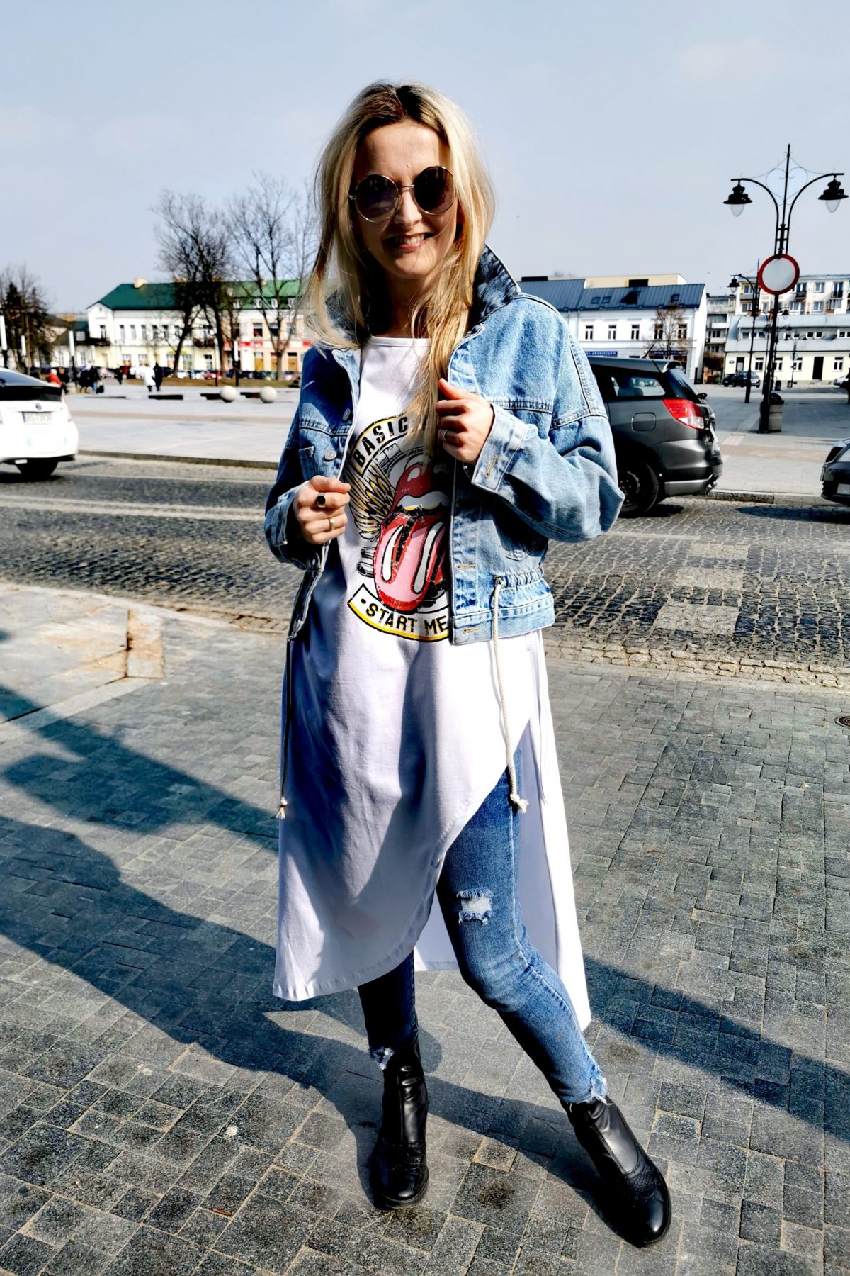 tunika długa, bawełniana tunika, tunika z językiem, długi t-shirt, wiązana tunika, tunika wiązana na sznurek